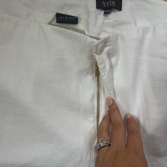 NYDJ Marilyn Straight Pants In Plus Size In Stretch Linen White Size 20 - Picture 5 of 9